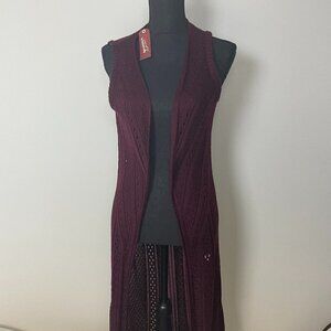 Arizona Jeans NWT Burgundy Women's Knit Vest Cardigan-Medium